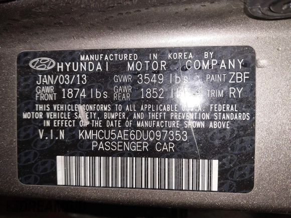 2013 Hyundai Accent SE with VIN KMHCU5AE6DU097353, listed as a IAAI auction lot 41937225 with 173,447 mi miles. Bid and sale history available at carsss.com. Image 9.