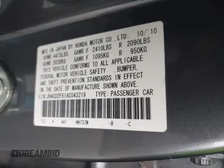 2010 Acura TSX z VIN JH4CU2F61AC043219, wystawiony jako IAAI lot #42272906 z przebiegiem 180 193 mil mil oraz . Historia ofert i sprzedaży dostępna na DreamBid. Obrazek 9.