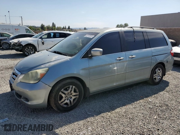 2005 Honda Odyssey EX with VIN 5FNRL38405B099581, listed as a Copart auction lot 52970815 with 218,225 mi miles and Salvage Title. Bid and sale history available at carsss.com. Image 1.