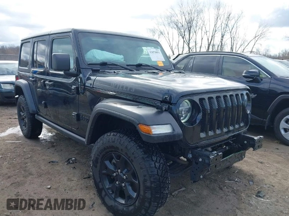 2022 Jeep Wrangler Unlimited Sport S with VIN 1C4HJXDG0NW102631, listed as a IAAI auction lot 41870893 with 43,968 mi miles. Bid and sale history available at carsss.com. Image 1.
