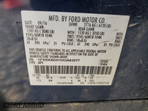 2017 Ford Explorer XLT z VIN 1FM5K8DH1HGA83077, wystawiony jako Copart lot #56548165 z przebiegiem 184 020 mil mil oraz Szkoda całkowita • Salvage title. Historia ofert i sprzedaży dostępna na DreamBid. Obrazek 13.