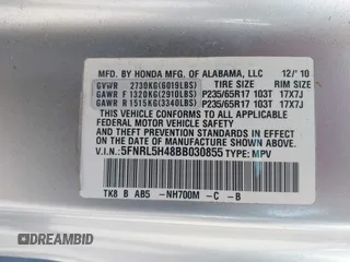 2011 Honda Odyssey EX с VIN 5FNRL5H48BB030855, выставлен на аукционе IAAI как лот 42241890 с пробегом 204 552 миль миль и . История ставок и продаж доступна на DreamBid. Изображение 9.