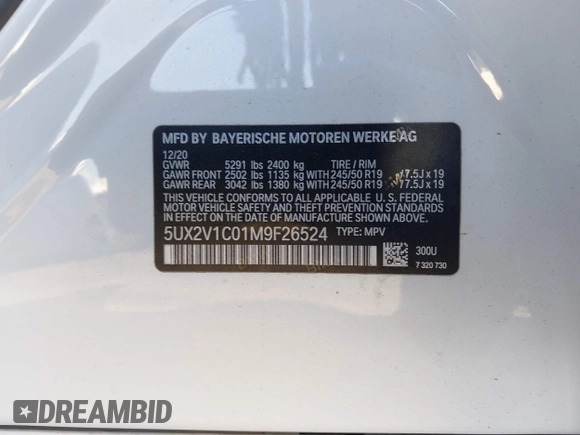 2021 BMW X4 xDrive30i z VIN 5UX2V1C01M9F26524, wystawiony jako IAAI lot #41805153 z przebiegiem 40 353 mil mil oraz . Historia ofert i sprzedaży dostępna na DreamBid. Obrazek 9.