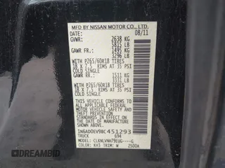 2011 Nissan Frontier Pro-4X with VIN 1N6AD0EV9BC451293, listed as a IAAI auction lot 42286309 with 77,887 mi miles and . Bid and sale history available at DreamBid. Image 9.