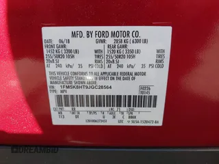 2018 Ford Explorer Platinum with VIN 1FM5K8HT9JGC28564, listed as a IAAI auction lot 41410150 with 56,189 mi miles and . Bid and sale history available at DreamBid. Image 9.