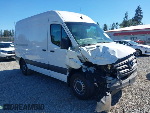 2023 Mercedes-Benz Sprinter Cargo with VIN W1Y4KBHY4PT139571, listed as a IAAI auction lot 42137852 with 13,304 mi miles. Bid and sale history available at carsss.com. Image 1.