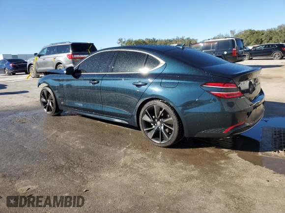 2023 Genesis G70 2.0T with VIN KMTG34TA5PU129955, listed as a Copart auction lot 82980774 with 12,625 mi miles and Salvage Title. Bid and sale history available at DreamBid. Image 2.