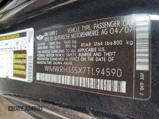 2007 MINI Convertible S z VIN WMWRH335X7TL94590, wystawiony jako Copart lot #49094295 z przebiegiem Nie podano mil oraz Szkoda całkowita • Salvage title. Historia ofert i sprzedaży dostępna na DreamBid. Obrazek 12.