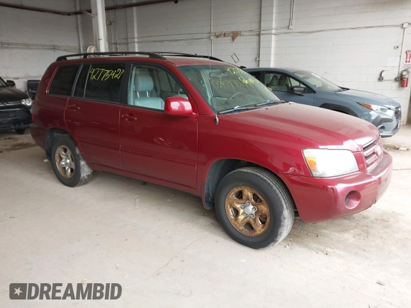 2004 Toyota Highlander with VIN JTEGD21A840081434, listed as a IAAI auction lot 42775427 with 212,255 mi miles and . Bid and sale history available at DreamBid. Image 1.