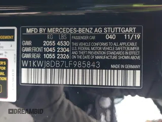 2020 Mercedes-Benz C 300 with VIN W1KWJ8DB7LF985843, listed as a IAAI auction lot 41484590 with 22,561 mi miles and . Bid and sale history available at DreamBid. Image 9.