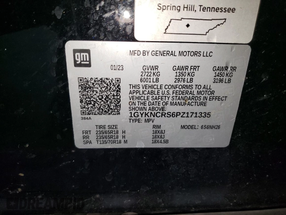 2023 Cadillac XT5 FWD Premium Luxury with VIN 1GYKNCRS6PZ171335, listed as a Copart auction lot 51859385 with 52,691 mi miles and Clean Title. Bid and sale history available at carsss.com. Image 13.