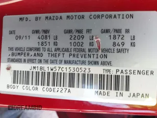 2012 Mazda 3 S Grand Touring with VIN JM1BL1W57C1530523, listed as a IAAI auction lot 41451106 with 128,567 mi miles and . Bid and sale history available at DreamBid. Image 9.