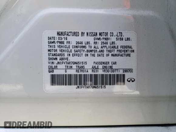 2016 Infiniti Q50 3.0t Red Sport 400 with VIN JN1FV7AR7GM451515, listed as a Copart auction lot 49716605 with 50,656 mi miles and Salvage Title. Bid and sale history available at carsss.com. Image 12.
