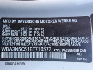 2014 BMW 4 Series 428i xDrive with VIN WBA3N5C51EF716572, listed as a Copart auction lot 52086365 with 209,742 mi miles and Salvage Title. Bid and sale history available at DreamBid. Image 14.