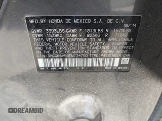 2015 Honda Fit LX with VIN 3HGGK5H55FM724750, listed as a IAAI auction lot 42282137 with 32,696 mi miles and . Bid and sale history available at DreamBid. Image 9.