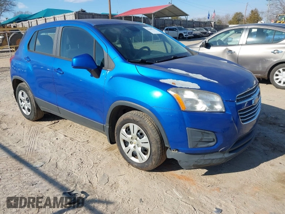 2015 Chevrolet Trax LS with VIN KL7CJKSB4FB086024, listed as a IAAI auction lot 41669572 with 124,312 mi miles. Bid and sale history available at carsss.com. Image 1.
