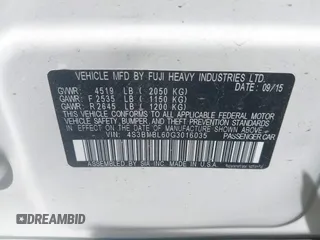 2016 Subaru Legacy 2.5i Limited with VIN 4S3BNBL60G3016035, listed as a IAAI auction lot 42070516 with 124,199 mi miles. Bid and sale history available at carsss.com. Image 9.