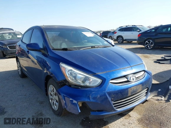 2015 Hyundai Accent GLS with VIN KMHCT4AE5FU907085, listed as a IAAI auction lot 41844688 with 156,384 mi miles. Bid and sale history available at carsss.com. Image 1.