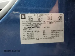 2017 Chevrolet Silverado 1500 LTZ with VIN 1GCVKSECXHZ364545, listed as a Copart auction lot 57020195 with 197,463 mi miles and Clean Title. Bid and sale history available at DreamBid. Image 12.