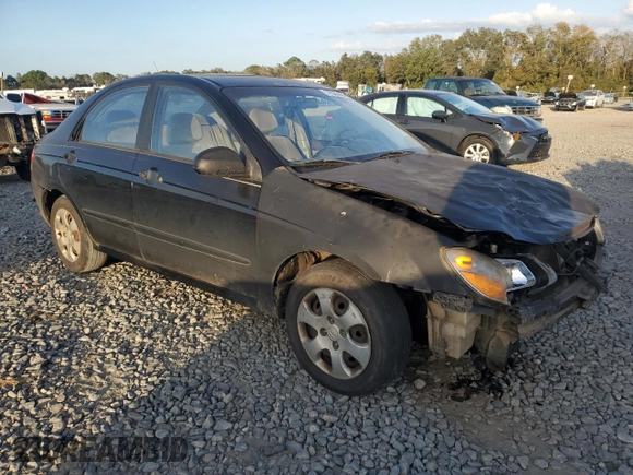 2009 Kia Spectra EX with VIN KNAFE221395599681, listed as a Copart auction lot 76535484 with 350,011 mi miles and Salvage Title. Bid and sale history available at carsss.com. Image 4.