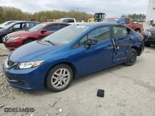 2013 Honda Civic Sdn LX with VIN 2HGFB2F54DH552705, listed as a Copart auction lot 53898565 with 0 mi miles and Clean Title. Bid and sale history available at carsss.com. Image 1.
