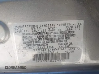 2014 Nissan Note S with VIN 3N1CE2CP8EL379779, listed as a IAAI auction lot 41711802 with 128,992 mi miles and . Bid and sale history available at DreamBid. Image 9.