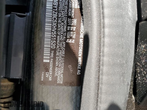 2017 BMW i3 with VIN WBY1Z8C5XHV551520, listed as a Copart auction lot 53878525 with 122,649 mi miles and Salvage Title. Bid and sale history available at carsss.com. Image 12.