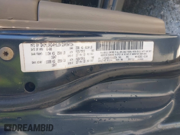 2000 Jeep Grand Cherokee Laredo with VIN 1J4G248S1YC416634, listed as a IAAI auction lot 42036197 with 140,596 mi miles and . Bid and sale history available at DreamBid. Image 9.