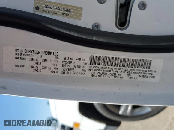 2014 Jeep Patriot Latitude with VIN 1C4NJPFA9ED758298, listed as a Copart auction lot 47253425 with 139,322 mi miles and Salvage title. Bid and sale history available at DreamBid. Image 13.