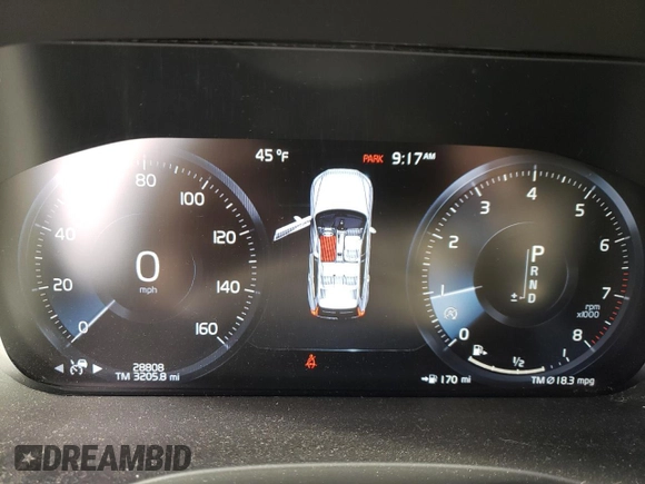 2020 Volvo XC60 Inscription with VIN YV4A22RLXL1579663, listed as a Copart auction lot 84971664 with 28,808 mi miles and Salvage title. Bid and sale history available at DreamBid. Image 9.