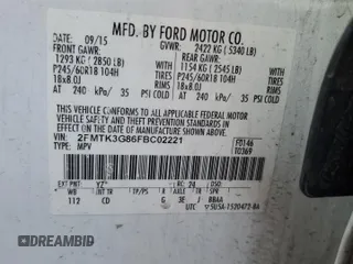 2015 Ford Edge SE with VIN 2FMTK3G86FBC02221, listed as a Copart auction lot 50091595 with 150,335 mi miles and Salvage title. Bid and sale history available at DreamBid. Image 12.