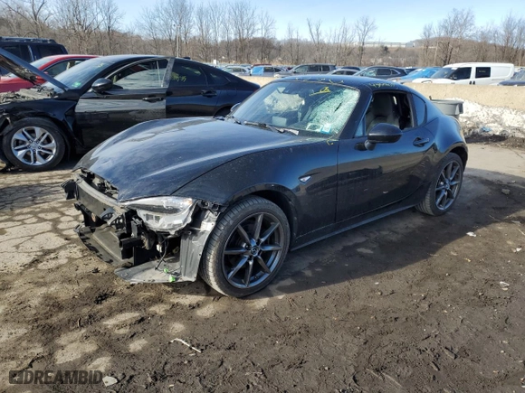 2018 Mazda MX-5 Miata RF Grand Touring with VIN JM1NDAM73J0206129, listed as a Copart auction lot 43006055 with 97,641 mi miles and Salvage Title. Bid and sale history available at carsss.com. Image 1.