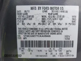 2012 Ford Escape Limited z VIN 1FMCU0E77CKA55069, wystawiony jako IAAI lot #41965439 z przebiegiem 138 186 mil mil oraz . Historia ofert i sprzedaży dostępna na DreamBid. Obrazek 9.