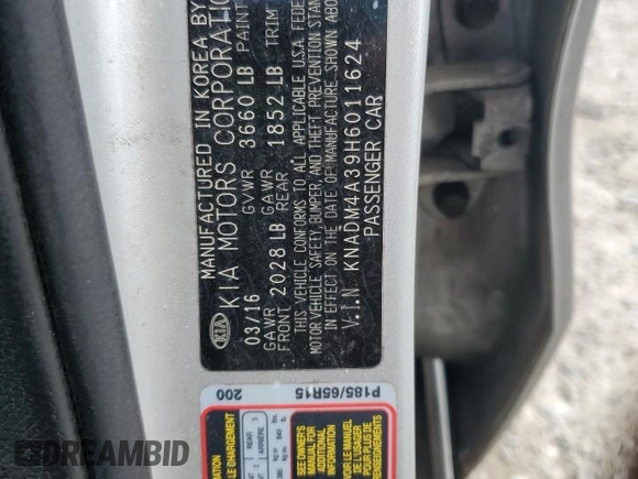 2017 Kia Rio LX z VIN KNADM4A39H6011624, wystawiony jako Copart lot #55046465 z przebiegiem 150 892 mil mil oraz Szkody całkowita. Historia ofert i sprzedaży dostępna na DreamBid. Obrazek 13.