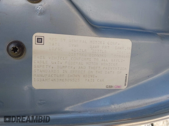 1991 Oldsmobile Cutlass Ciera z VIN 1G3AM54N3M6309525, wystawiony jako IAAI lot #42261904 z przebiegiem 121 774 mil mil oraz . Historia ofert i sprzedaży dostępna na DreamBid. Obrazek 9.