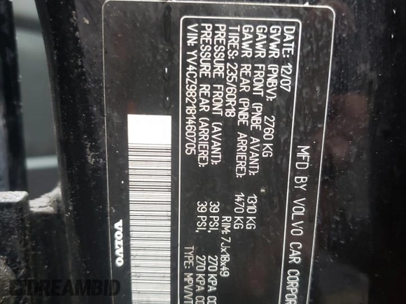 2008 Volvo XC90 I6 с VIN YV4CZ982181460705, выставлен на аукционе Copart как лот 56568255 с пробегом 387 116 миль миль и На запчасти • Non repairable. История ставок и продаж доступна на DreamBid. Изображение 12.