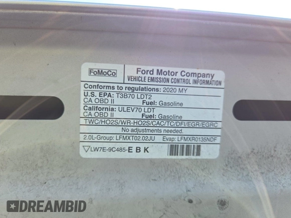 2020 Ford Edge Titanium with VIN 2FMPK4K92LBA30658, listed as a IAAI auction lot 42848998 with 63,460 mi miles and . Bid and sale history available at DreamBid. Image 7.