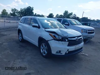2014 Toyota Highlander Limited with VIN 5TDYKRFHXES022736, listed as a IAAI auction lot 42652094 with 102,556 mi miles and . Bid and sale history available at DreamBid. Image 1.