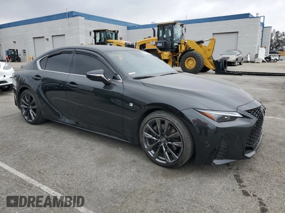2023 Lexus IS 350 F Sport with VIN JTHGZ1B21P5069896, listed as a Copart auction lot 50947125 with 13,980 mi miles and Salvage title. Bid and sale history available at DreamBid. Image 4.