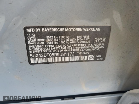 2024 BMW X4 M40i z VIN 5UX43DT05R9U81172, wystawiony jako Copart lot #50378605 z przebiegiem 12 198 mil mil oraz Szkoda całkowita • Salvage title. Historia ofert i sprzedaży dostępna na DreamBid. Obrazek 12.