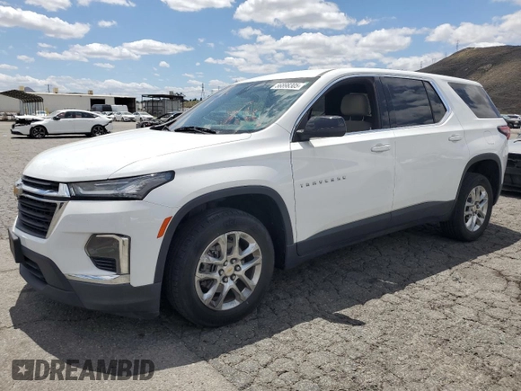 2023 Chevrolet Traverse LS with VIN 1GNERFKW9PJ140561, listed as a Copart auction lot 62432855 with 57,497 mi miles and Salvage title. Bid and sale history available at DreamBid. Image 1.