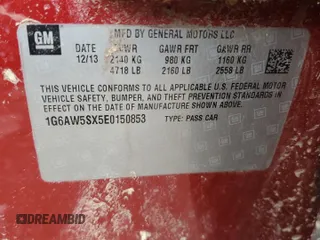 2014 Cadillac CTS AWD with VIN 1G6AW5SX5E0150853, listed as a Copart auction lot 57937305 with Not provided miles and Salvage title. Bid and sale history available at DreamBid. Image 12.