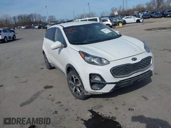 2020 Kia Sportage LX with VIN KNDPMCAC2L7776669, listed as a IAAI auction lot 41810620 with 186,599 mi miles and . Bid and sale history available at carsss.com. Image 1.