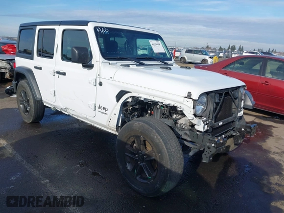 2022 Jeep Wrangler Unlimited Sport S with VIN 1C4HJXDN9NW154922, listed as a IAAI auction lot 41230408 with 35,187 mi miles. Bid and sale history available at carsss.com. Image 1.