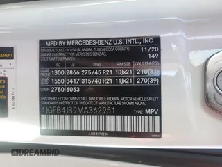 2021 Mercedes-Benz GLE 350 with VIN 4JGFB4JB9MA362951, listed as a Copart auction lot 52010995 with 44,988 mi miles and Salvage title. Bid and sale history available at DreamBid. Image 13.