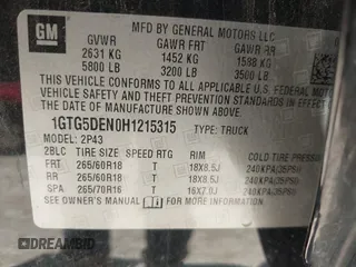 2017 GMC Canyon 2WD SLT z VIN 1GTG5DEN0H1215315, wystawiony jako IAAI lot #42247267 z przebiegiem 132 509 mil mil oraz . Historia ofert i sprzedaży dostępna na DreamBid. Obrazek 9.