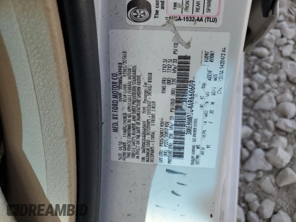 2010 Mercury Milan Premier z VIN 3MEHM0JG4AR660609, wystawiony jako Copart lot #56673135 z przebiegiem 221 041 mil mil oraz Nie do naprawy • Non repairable. Historia ofert i sprzedaży dostępna na DreamBid. Obrazek 12.