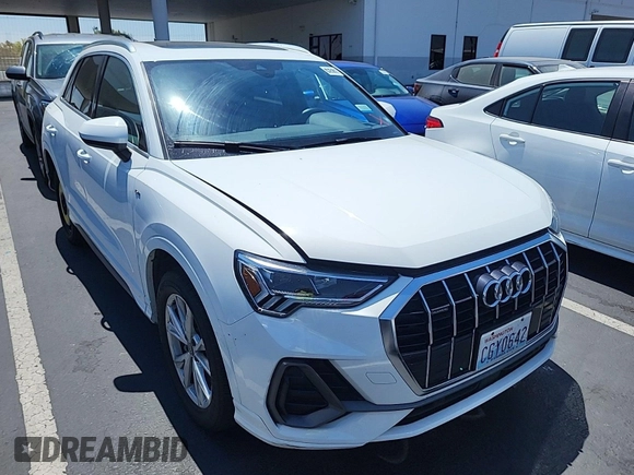 2023 Audi Q3 S line Premium with VIN WA1DECF37P1081194, listed as a IAAI auction lot 42796405 with 58,808 mi miles and . Bid and sale history available at DreamBid. Image 30.