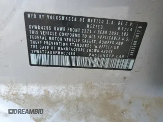 2015 Volkswagen GTI S z VIN 3VW4T7AU6FM007685, wystawiony jako Copart lot #56169715 z przebiegiem 73 398 mil mil oraz Szkoda całkowita • Salvage title. Historia ofert i sprzedaży dostępna na DreamBid. Obrazek 12.