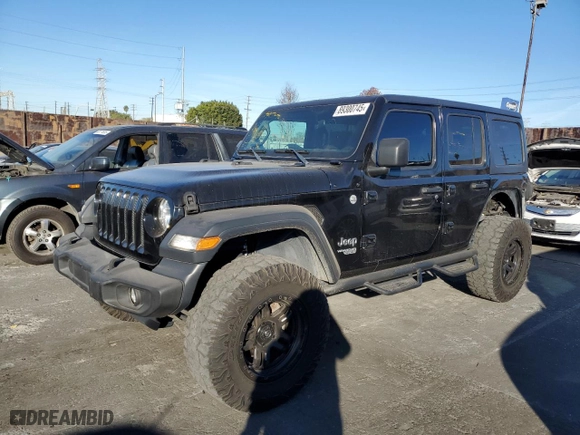 2018 Jeep Wrangler Unlimited Sport with VIN 1C4HJXDG6JW105088, listed as a Copart auction lot 89300745 with 80,928 mi miles and Salvage Title. Bid and sale history available at carsss.com. Image 1.